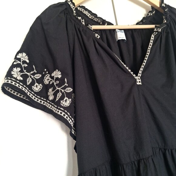 💙 Old Navy Cotton Embroidered Lined Pockets Dress Size L/XL Fall Cottage Boho - Picture 3 of 7